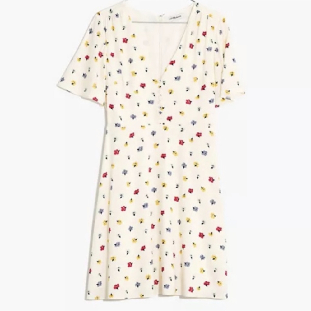 Madewell Orchard Flutter-Sleeve Dress in Confetti Floral